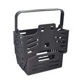 Lift-Off Front Basket for the Drive ZooMe Auto-Flex, a black plastic basket with a handle, designed to fold flat against the tiller when not in use, ideal for carrying personal items.