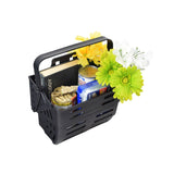 Lift-Off Front Basket for the Drive ZooMe Auto-Flex, shown containing flowers and a book, highlights its spacious and practical design for carrying various items, ideal for groceries and personal belongings.