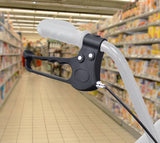 Close-up of Hand Brake & Cable for the Medline Steel Rollator Walker with 6 Wheels, showcasing the loop handle and part of the cable, set against a store backdrop.