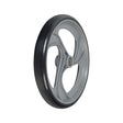 10 Front Wheel for Drive Medical Nitro Duet & F-22 Rollators featuring a black rubber tire, 3-spoke rim, and pre-installed bearings, compatible with specific serial numbers.