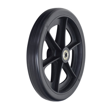 7-1/2 Wheel Assembly for the Drive Medical Deluxe 3-Wheel Rollators, featuring a black tire with a metal center, suitable for aluminum and steel frames in front, left rear, and right rear positions.