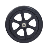 7-1/2 Wheel Assembly for the Drive Medical Deluxe 3-Wheel Rollators, featuring a black rubber wheel with a metal center, suitable for front or rear positions on both aluminum and steel frames.