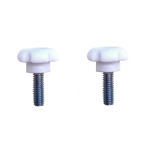 Backrest Locking Knobs for Drive Medical Nitro, Nitro Hemi, & Nitro Tall Rollators (Set of 2) - A pair of white plastic screws with star-shaped knobs designed to secure the rollator's backrest.