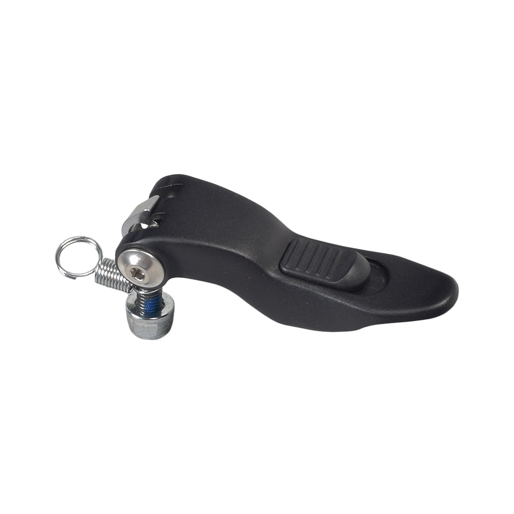 Release Lever for the Drive Medical DV8 Steerable Knee Walker (790), a black metal object with a screw and a black handle, essential for folding the steering column for transport or storage.