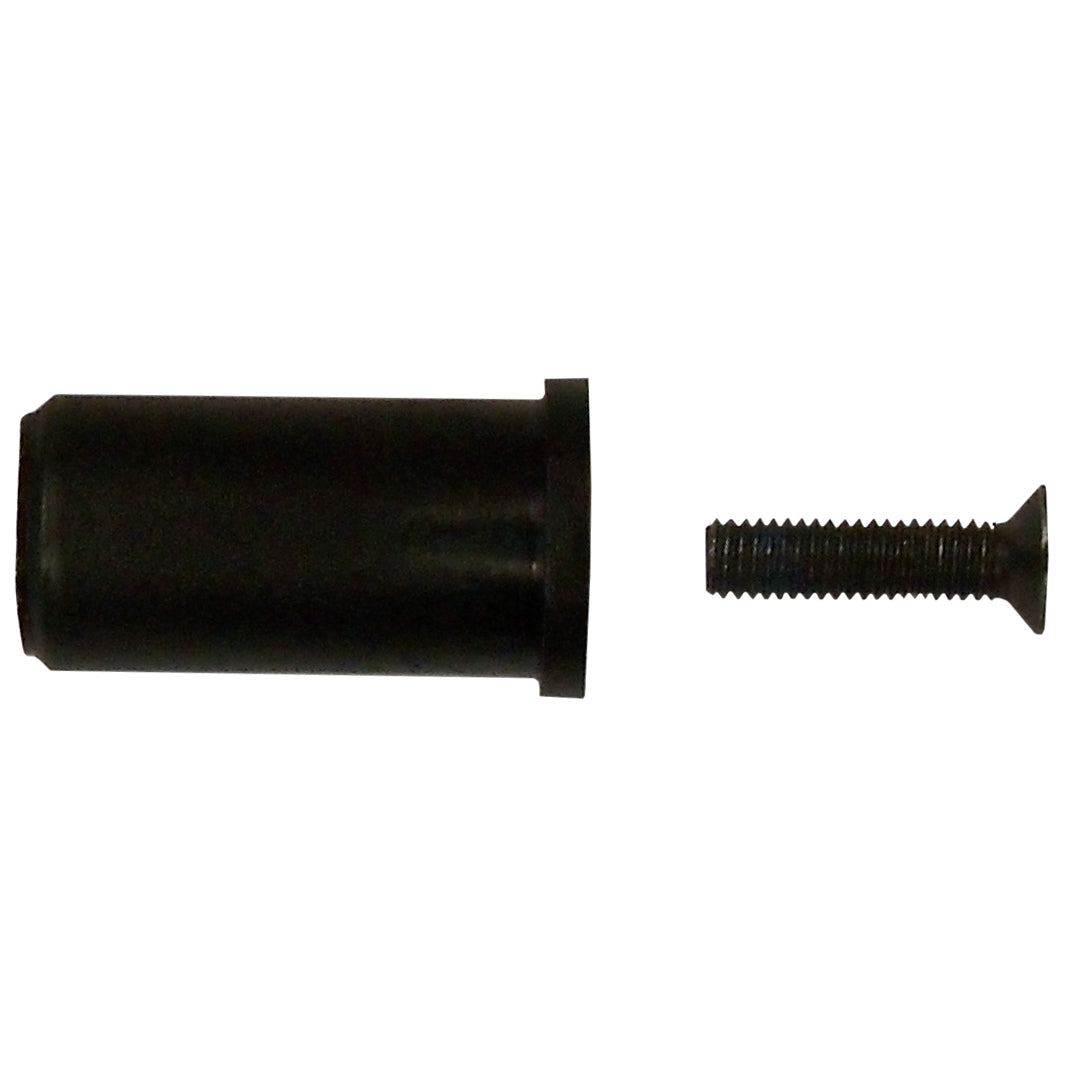 Cross Frame Screw & Insert for the Drive Medical Nitro Rollator, Drive Medical Nitro Hemi, & Drive Medical Nitro Tall, featuring a detailed close-up of the black cylindrical screw component essential for secure assembly.