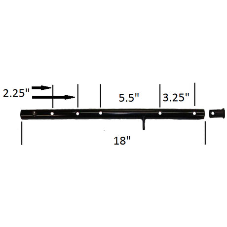 Right Rear Leg & Axle Sleeve for the Drive Medical Adjustable Height Rollator with 6 Casters, featuring a black metal bar with multiple holes, designed to maintain your scooter or power chair's functionality.