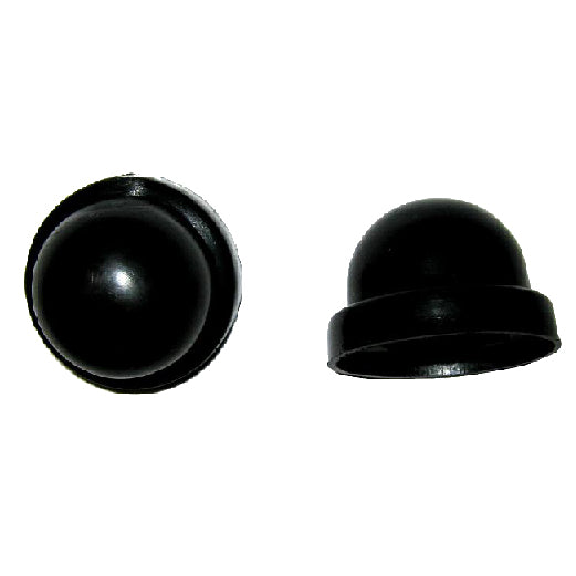 Close-up of Dust Caps for the Drive Medical Durable 4-Wheel Rollator with 7-1/2 Casters (10257), showing a pair of black plastic caps with a band design.