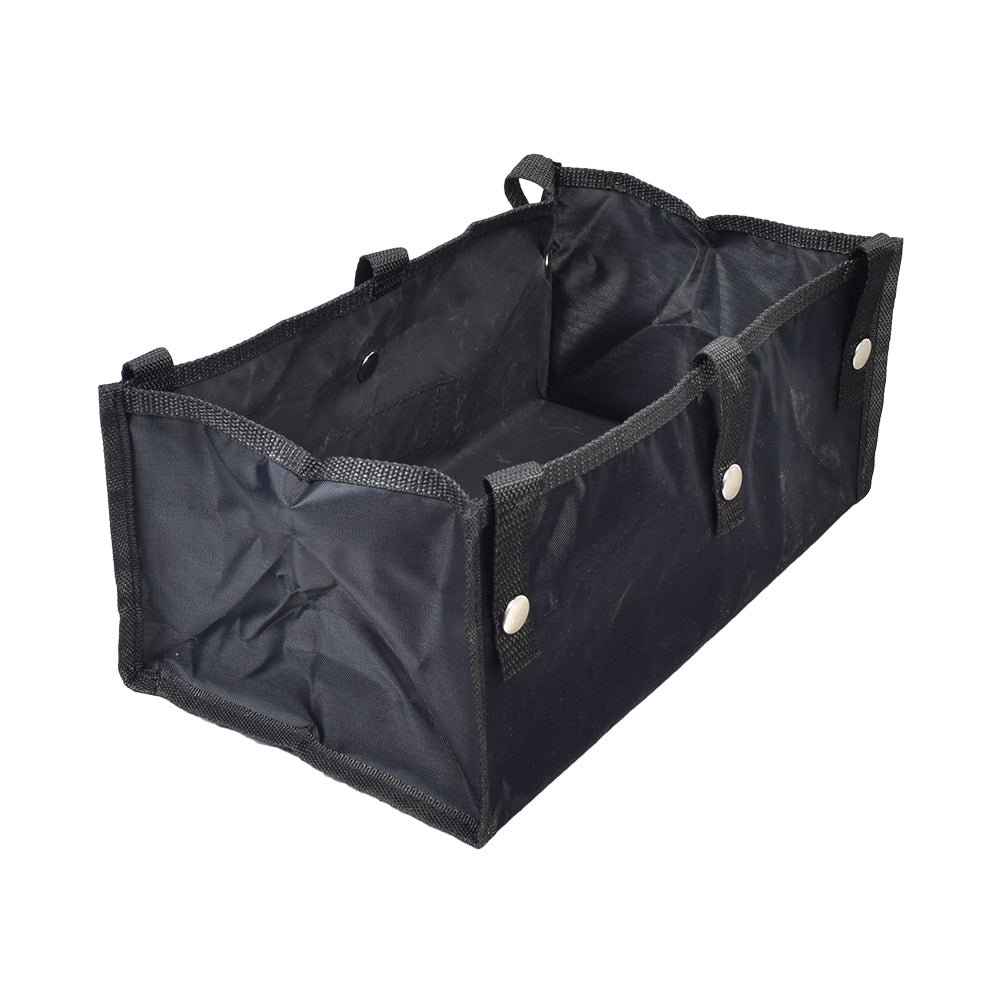 Under-Seat Tote Bag for Drive Medical Rollators 726, 728, & 10261, a black fabric basket with handles, designed to attach under the rollator seat with six snap-on straps.