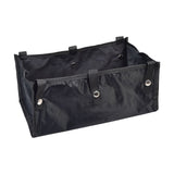 Under-Seat Tote Bag for Drive Medical Rollators 726, 728, & 10261: A black fabric basket with six snap-on straps designed for securing to rollator cross-bars, providing an open-top storage solution under the seat.