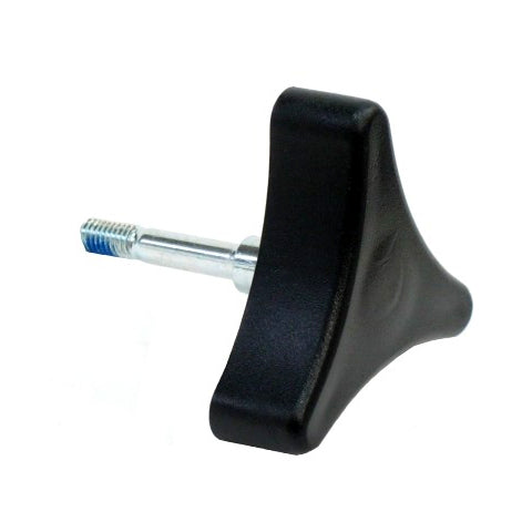 Height Adjustment Knob for Drive Medical 10208 & D-Lite (750N) Rollators, featuring a black handle with a blue screw and a silver cylinder on top, essential for scooter and power chair maintenance.