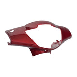 Red Headlight Shroud for the Drive Medical ZooMe R3 (R318CS) 3-Wheel Scooter, featuring a red design with holes, two handles, and shielding the console and electronics at the front of the scooter.