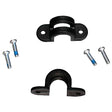 Seat Bracket for the Drive Medical Go-Lite Bariatric Steel Rollator (10215) (Set of 2) featuring black plastic clamps with screws, essential for maintaining your scooter or power chair.