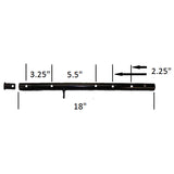 Left Rear Leg & Axle Sleeve for the Drive Medical Adjustable Height Rollator with 6 Casters, featuring a black metal bar with measurements and a black tube with a handle, as depicted in the diagram.