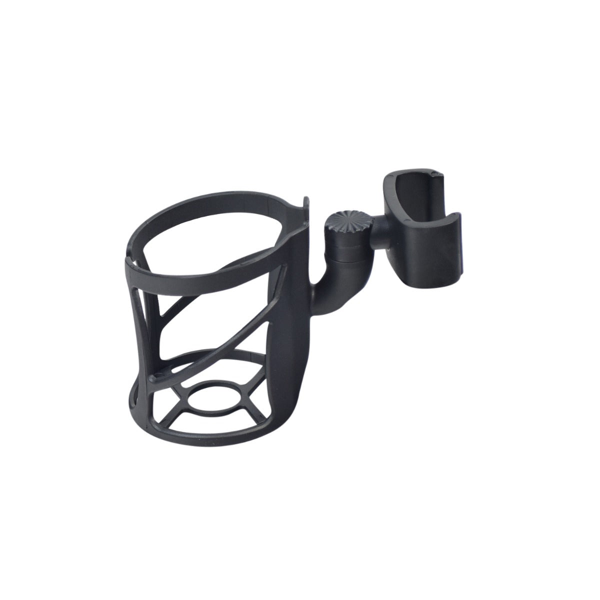 Cup Holder for the Drive Medical Nitro Rollator, a close-up of a black plastic holder designed to securely attach to the rollator, ensuring convenient beverage storage for mobility device users.