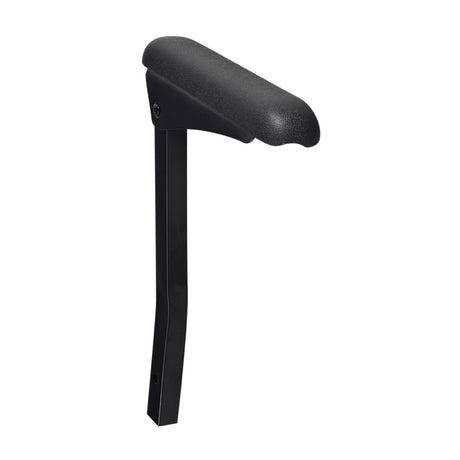 Armrest for the Drive Medical ZooMe Auto-Flex Scooter: Features black vinyl upholstery, a 3/4 steel armature tube with hinge, and a 9 armrest pad, seen in left or right side configuration.