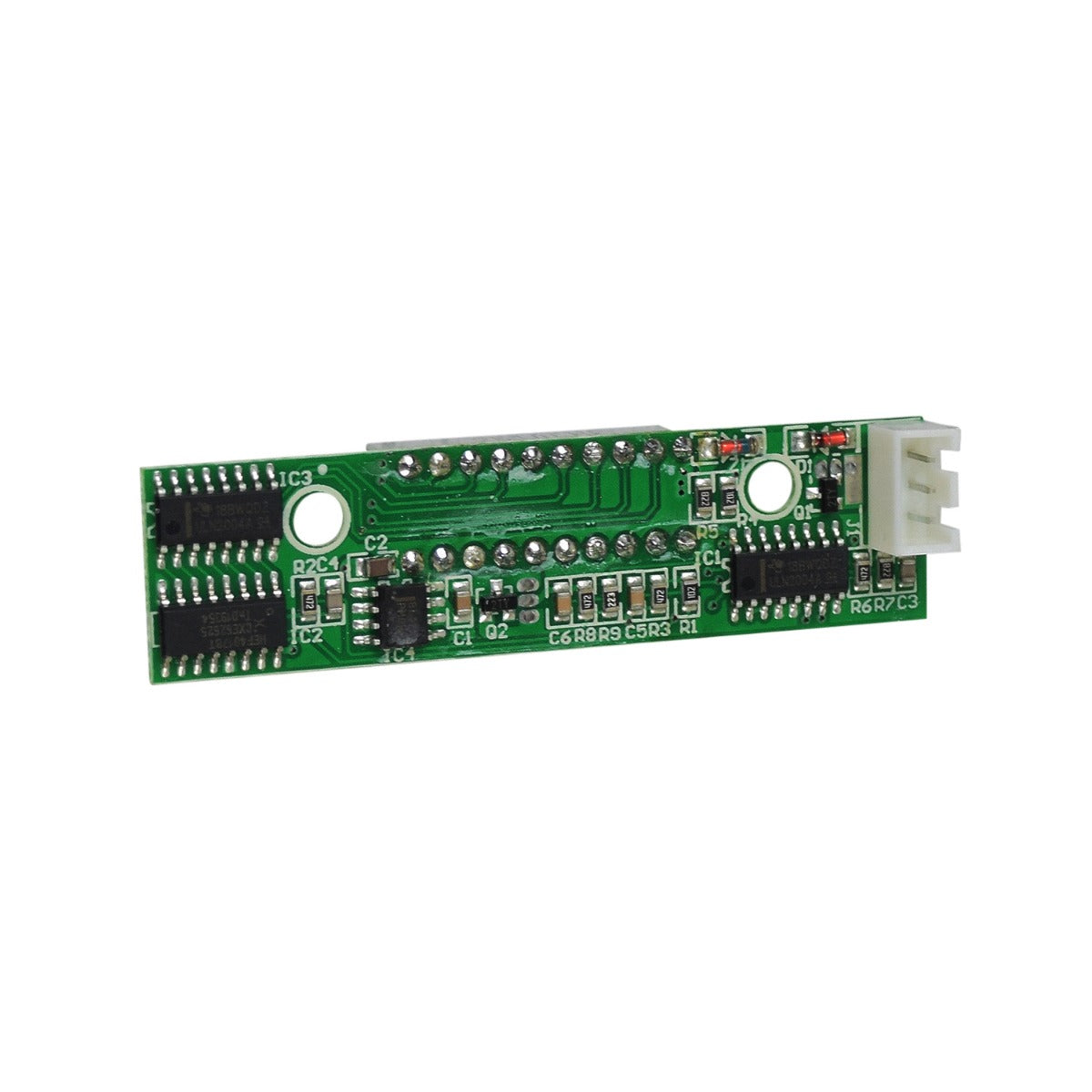 Battery Gauge for the Drive Medical ZooMe Auto-Flex Scooter, featuring a green circuit board with small chips, metal components, and a plug-in connector, essential for monitoring battery levels.