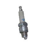 BP7HS Spark Plug with white tip and metal threads, close-up view. Ideal for Genuine Buddy 50 and other Genuine Scooter Company 50cc models.