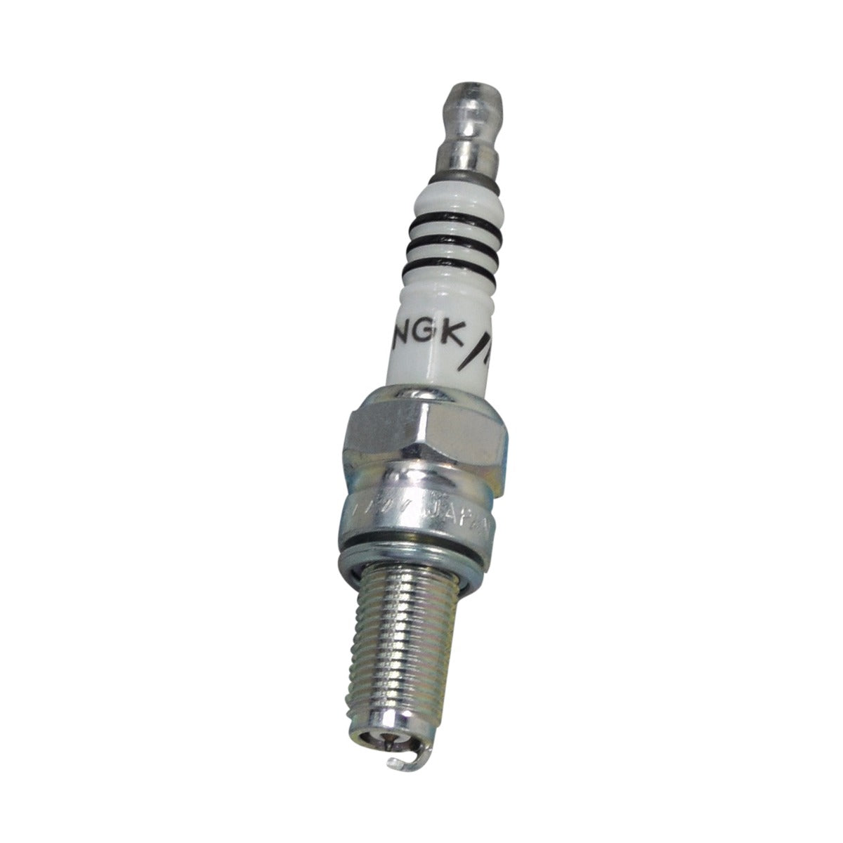 CR8EIX Iridium Spark Plug for the Modern Vespa GT, shown in a close-up of its silver iridium firing end and white body, highlighting its high-performance design and superior durability.