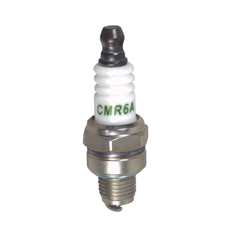 Spark Plug for 40cc 4-Stroke ATV, Dirt Bike, & Mini Bike Engines - close-up of a spark plug with a distinctive white and green cap, ideal for replacing faulty plugs in small engines.