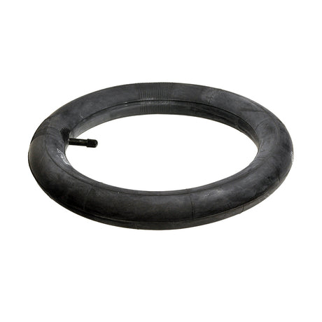 Heavy Duty Thorn Resistant Inner Tube for Kick Scooters with a straight Schrader valve, displayed as a black rubber tire, ideal for preventing punctures from road and trail hazards.