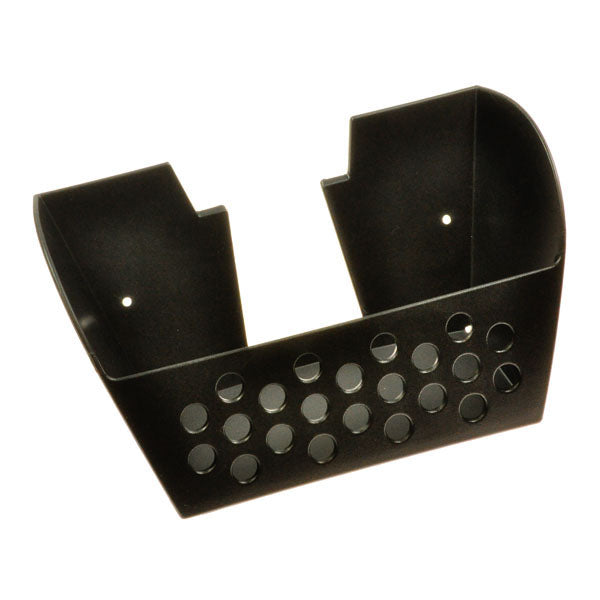 Front Floor Basket without Hardware for the Elite Traveller (SC44E), a black plastic holder with holes, designed to fit under and forward of the seat post on the 4-wheel Go-Go SC44E.