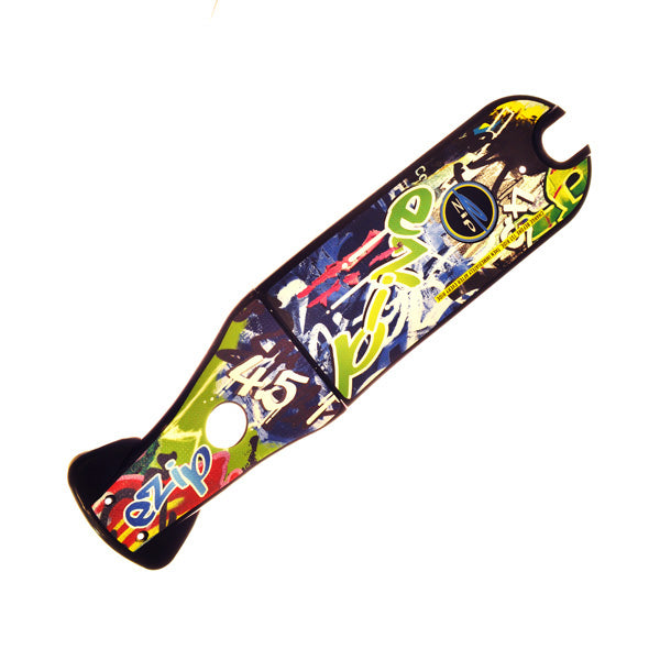 Deck with Kicktail for the eZip 4.5 electric scooter featuring vibrant graffiti-style graphics and an arched kicktail.