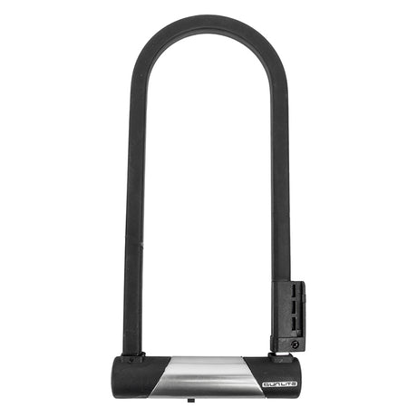 Defender Long U-Lock with Bracket by Sunlite, ideal for bikes and scooters. Features a black and silver sturdy design, ensuring security and reliability for your transportation needs.