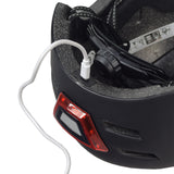 Dual Light-up Helmet for Bikes & Scooters with white wire and USB charging port, featuring impact-resistant hardshell, white 3-LED headlight, red 10-LED taillight, and cushioned interior.