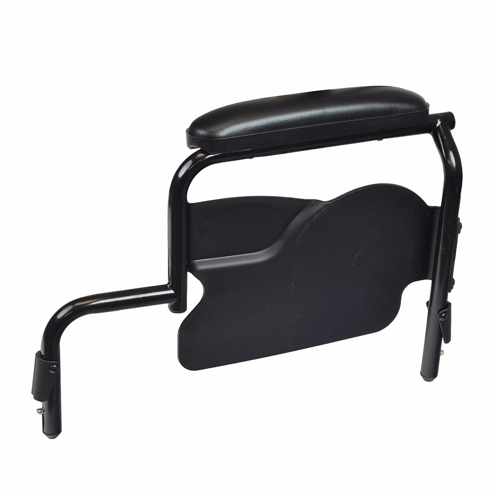 Desk Length Armrest Assembly for the Drive Medical Cruiser III Wheelchair, featuring a black armrest with metal legs and 10 textured vinyl pads, designed for easy, tool-free attachment.