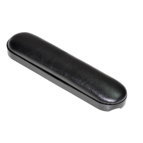 Desk Length Vinyl Armrest Pad for Invacare Power Chairs, shown as a sleek, black rectangular object with a fitted cover, designed exclusively for ASBA style seating models.