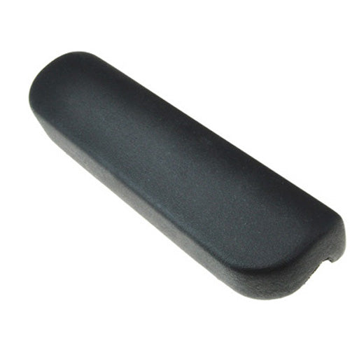 Desk Length Waterfall Armrest Pad for Invacare Power Chairs (Blemished) - A black rectangular armrest pad with a hole, used for Invacare power chairs, missing mounting screws.