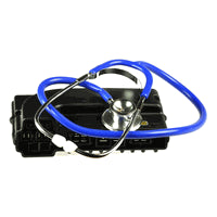 Stethoscope placed on a computer keyboard, symbolizing the Controller Diagnostic Service for Mobility Scooters offered by Monster Scooter Parts.