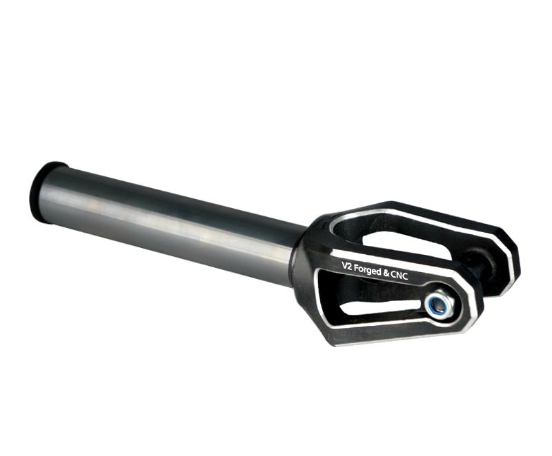 Close-up of the AO Diamond V2 Fork HIC/SCS, highlighting the metal handle and bicycle handlebar design, showcasing the 31.8 mm forged aluminum stem and robust fork arms.