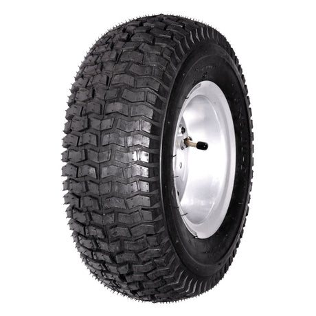 Razor Dirt Quad Rear Wheel Assembly (Versions 1 - 18), featuring a tire with a silver rim, complete with tire, tube, rim, and wheel bearings, suitable for Versions 1 - 18.