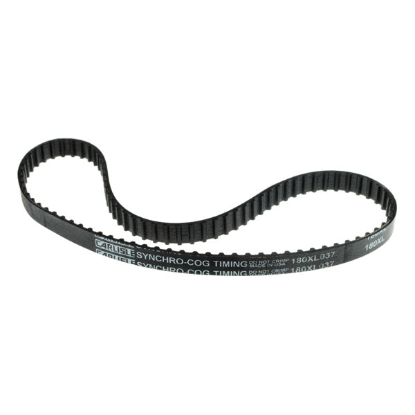 180XL037 Drive Belt for the Amigo FD and ValueShopper Mobility Scooters, featuring white text on a black belt with 90 teeth, essential for maintaining mobility.