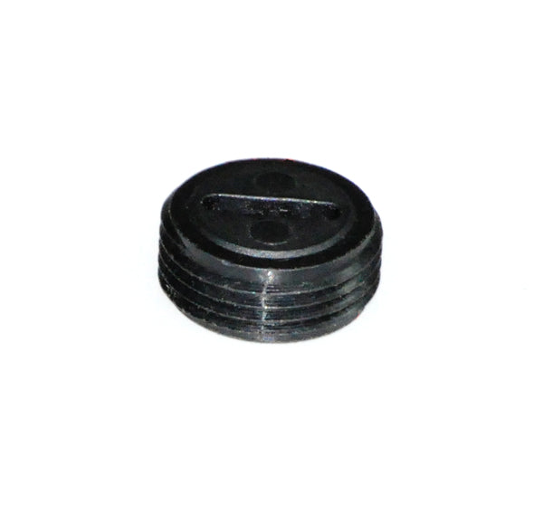 1/2 Motor Brush Cap for Jazzy Power Chairs, showing a black round cap with a central hole, essential for drive motor maintenance.