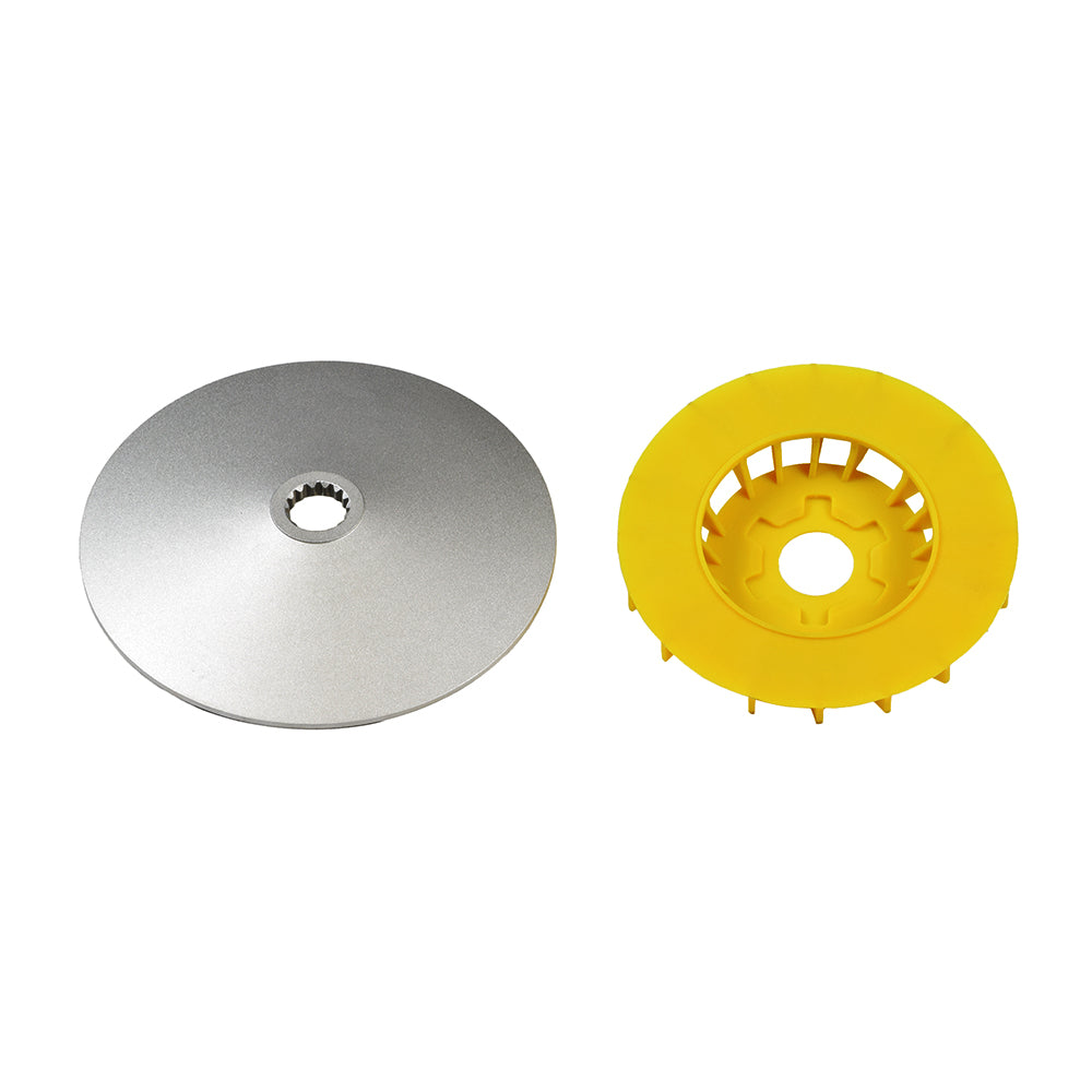 Drive Face Assembly for 125cc Yamaha Scooters from NCY, featuring a circular silver design with a central hole, compatible with Vino 125 and Zuma 125 models.