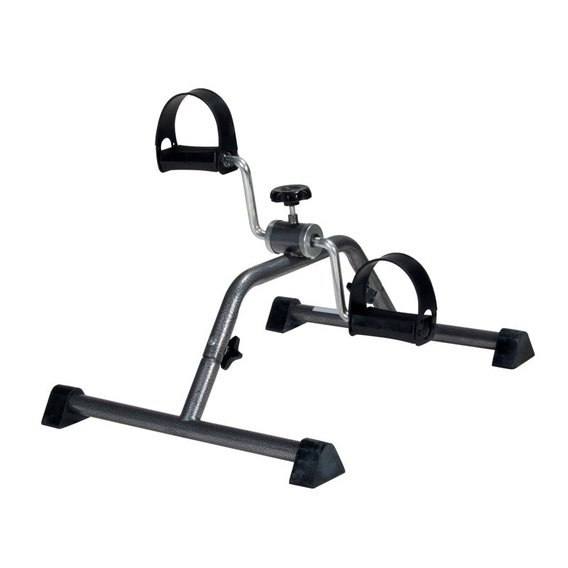 Exercise Peddler with handlebar, adjustable tension screw, and non-slip pads, designed for leg and arm rehabilitation and muscle toning.