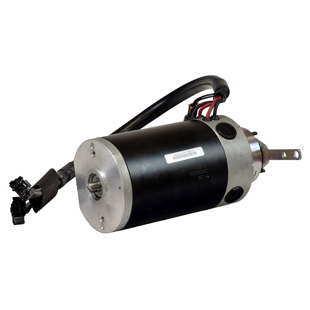 Drive Motor Assembly for the Pride Celebrity XL Heavy Duty Deluxe (SC4450DX), featuring a black and silver electric motor with visible brake assembly components.