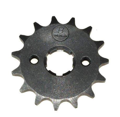 Drive Sprocket for Baja Dirt Runner 125 (DR125), featuring a black gear with a circular center hole, designed to mount on the transmission counter shaft.