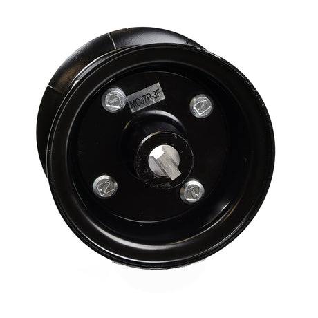 Rim Assembly for the Jazzy 1103 Ultra, 1107, 1113 ATS, & J6 (Blemished) featuring a round black wheel with a central nut, compatible with micro 4 hubs.