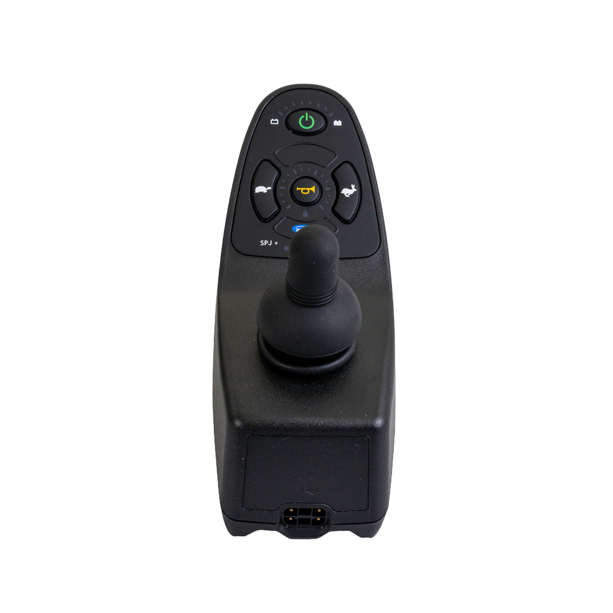 SPJ+ Joystick for Invacare Power Chairs, featuring a black remote control with multiple buttons, designed for compatibility with various Invacare power chair models.