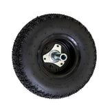 Rear Wheel Assembly for the Razor Dirt Quad 500 featuring a black pneumatic tire with visible tread on a steel rim, complete with a metal nut for easy mounting on your electric ATV.