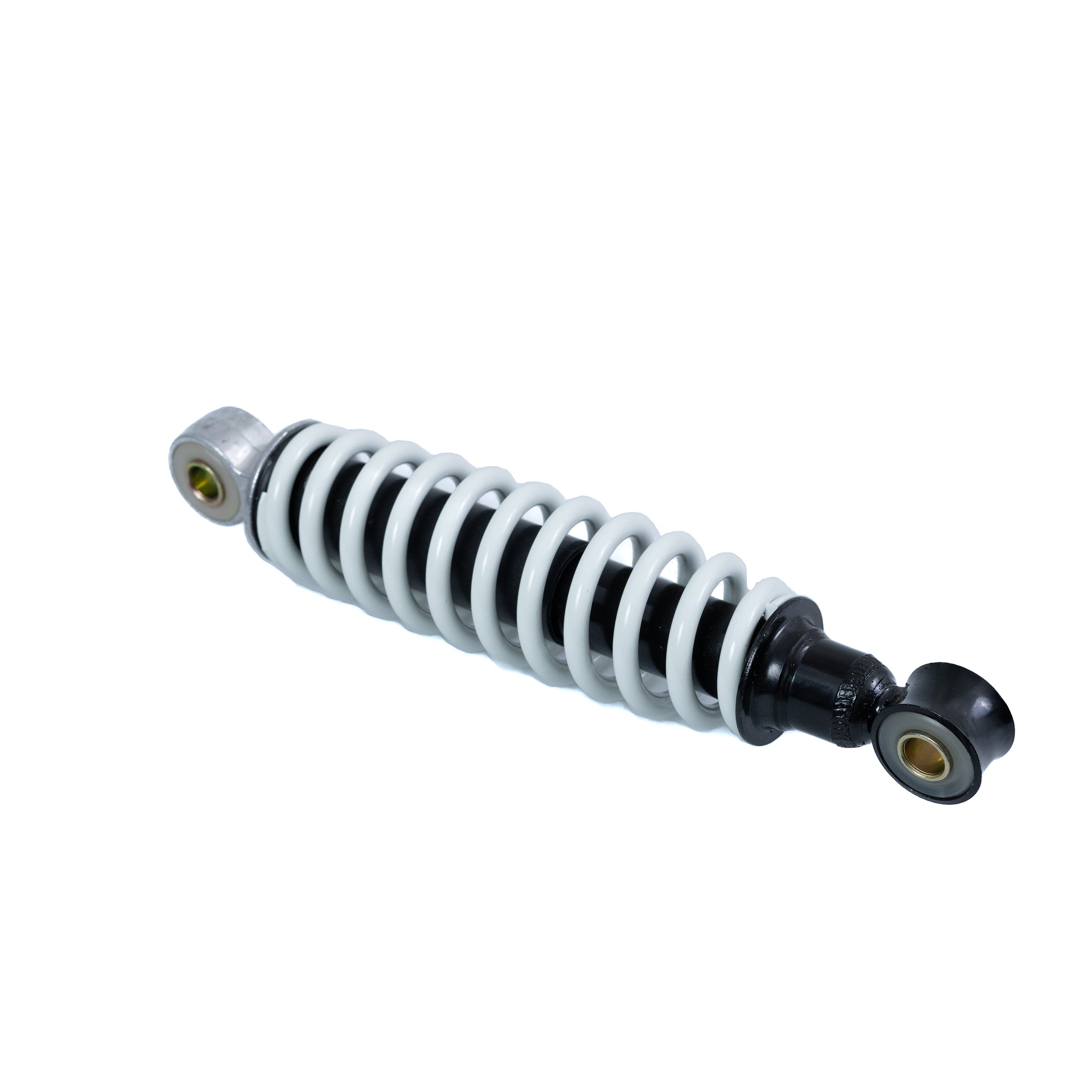 Universal Shock Absorber for Go-Karts, featuring a close-up of a robust coil spring and metal components, highlighting its durable construction for enhanced ride comfort and maintenance.