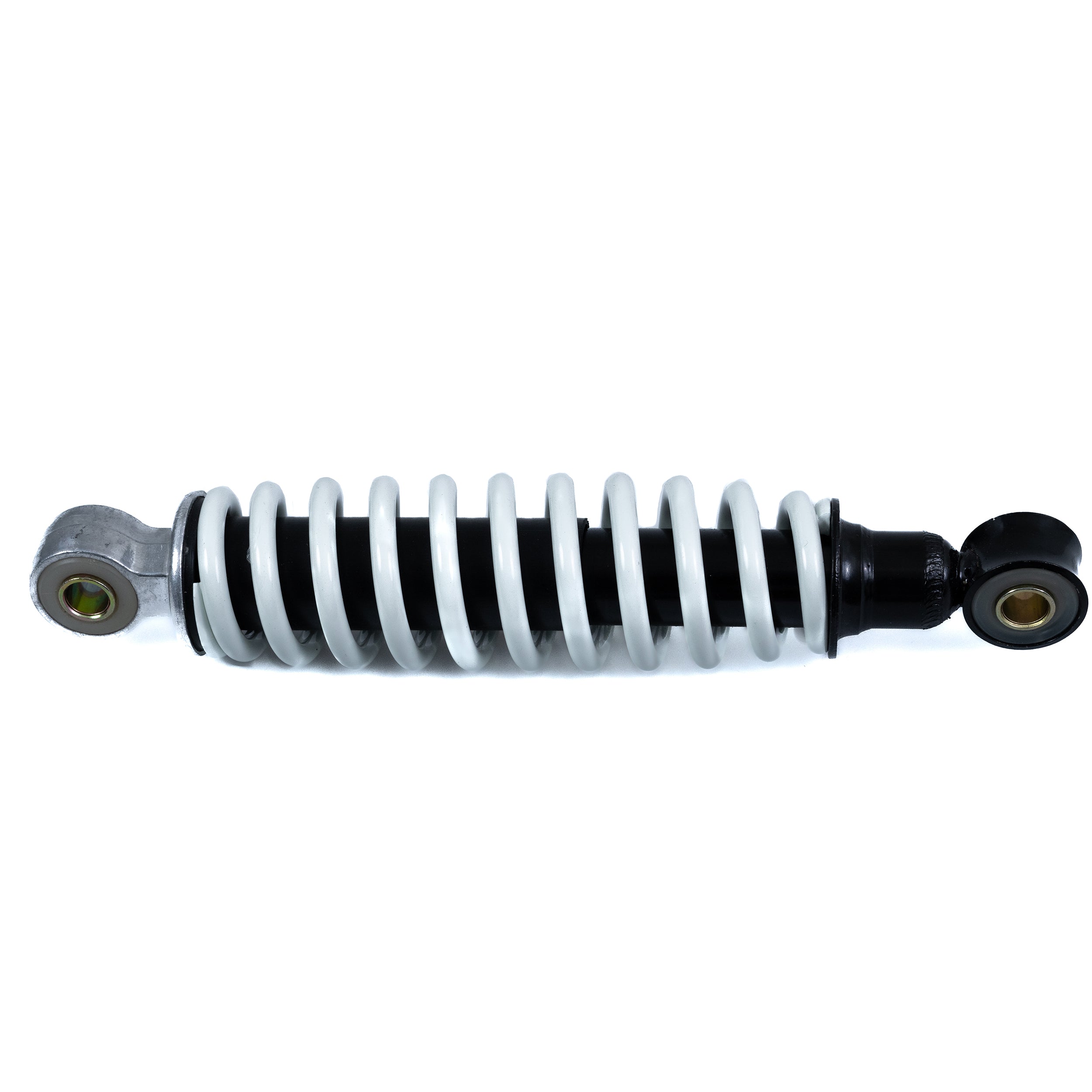 Universal Shock Absorber for Go-Karts, featuring a close-up view of a black coil spring, designed to enhance ride comfort and prevent tire damage on go-karts.