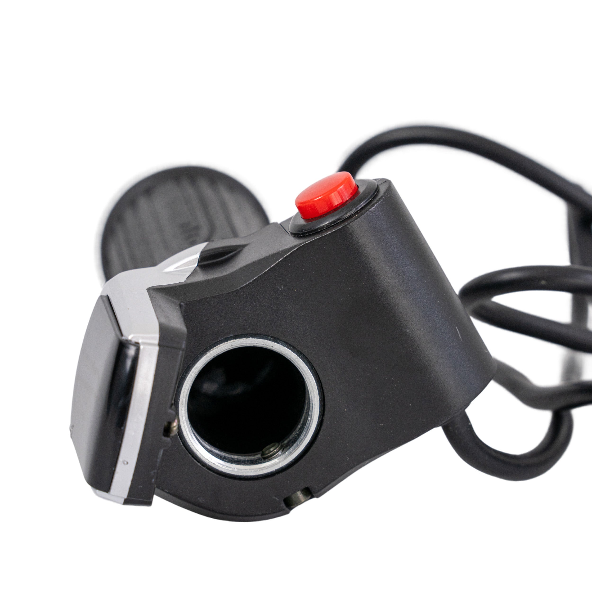 6-Wire Hand Throttle & Grip Set for the Jetson LX10 Folding Electric Bicycle, featuring a black handlebar with a red button and an LED display for battery level.