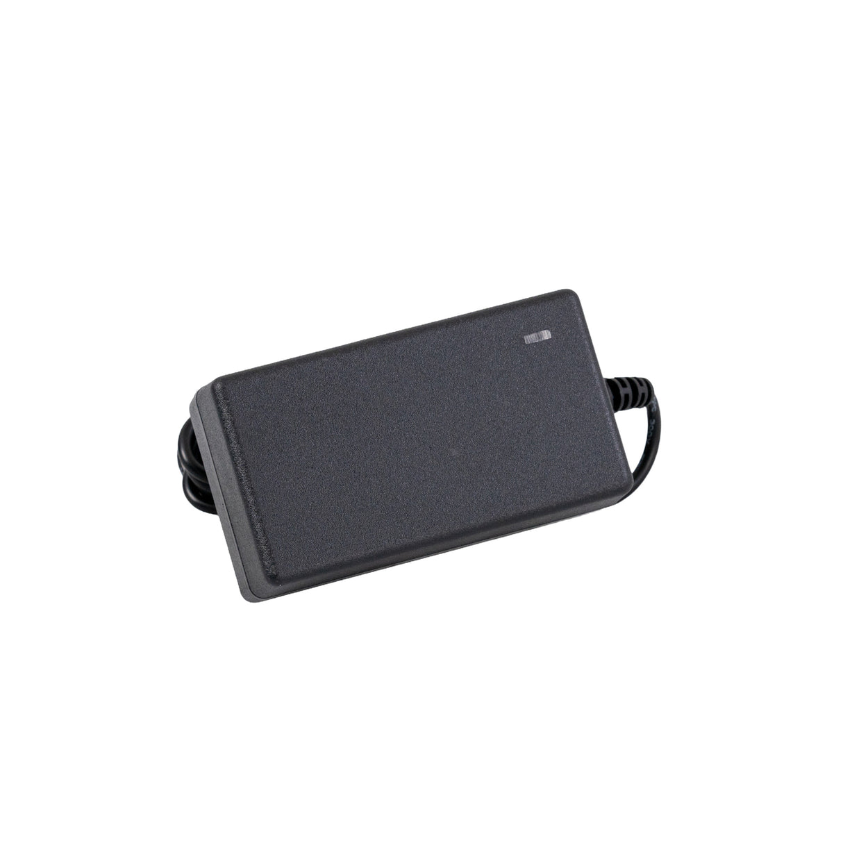 12 Volt 2.1 mm ID Coaxial Battery Charger for the Razor Pocket Mod Petite, featuring a black rectangular body with an attached cord, designed for wall-mount use, and includes multi-color LED indicators.