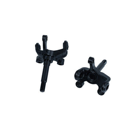 Spindle Wheel Mount Set (Left & Right) for the Coleman AT200-B ATV, featuring black metal spindles with screws, holes, and a 3-9/16 stud, covered in black enamel finish.