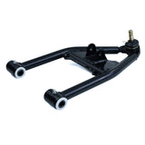 Lower A-Arm for the Coleman AT200-B ATV, showing a black enameled steel piece with pre-installed bushings, spacers, grease fittings, and visible holes, crucial for steering and suspension.