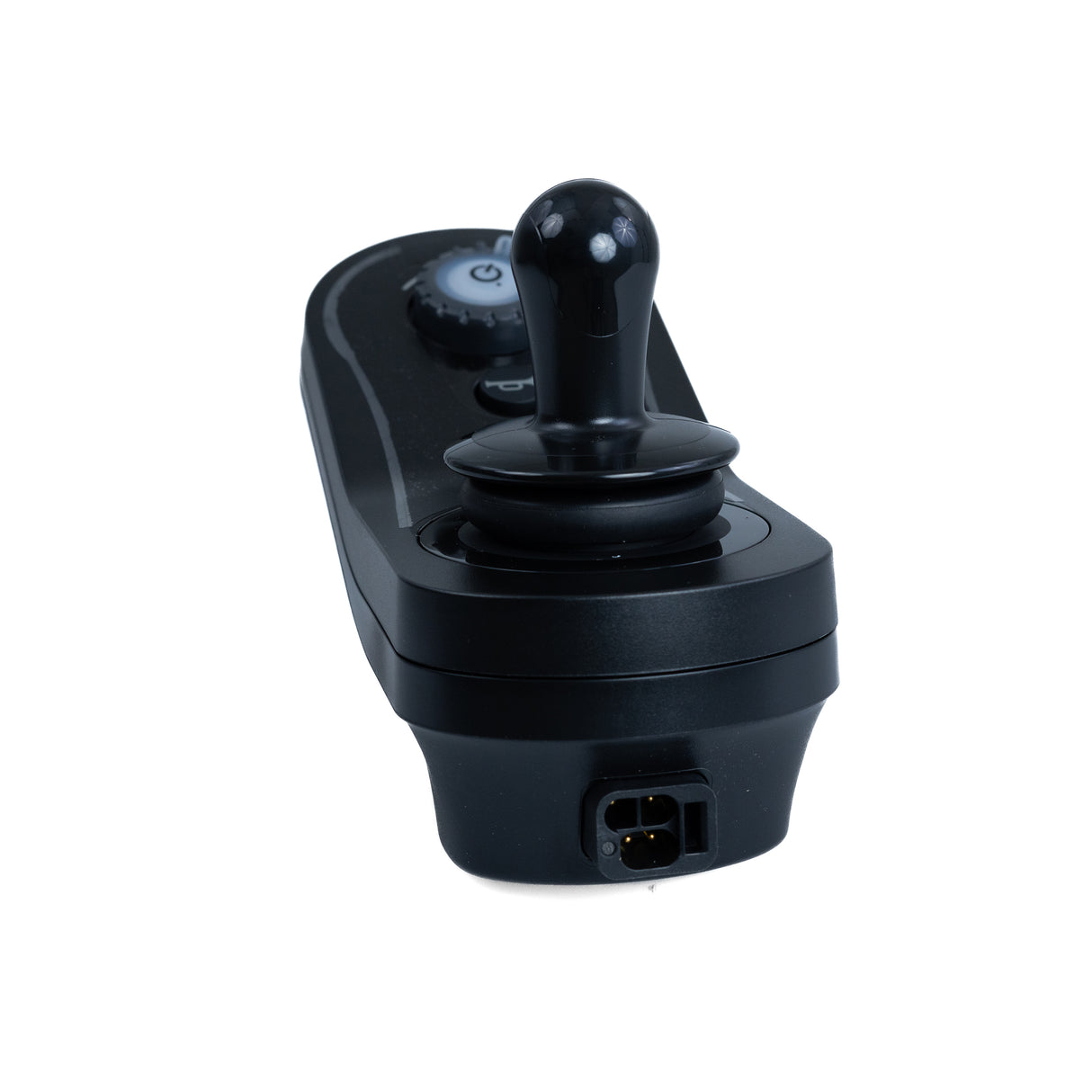 Dynamic LiNX LE Joystick Remote for Jazzy EVO 614, EVO 614HD, Elite 14 & Elite HD Power Chairs, featuring a black design with a prominent control knob, ergonomic layout, and user-friendly interface.